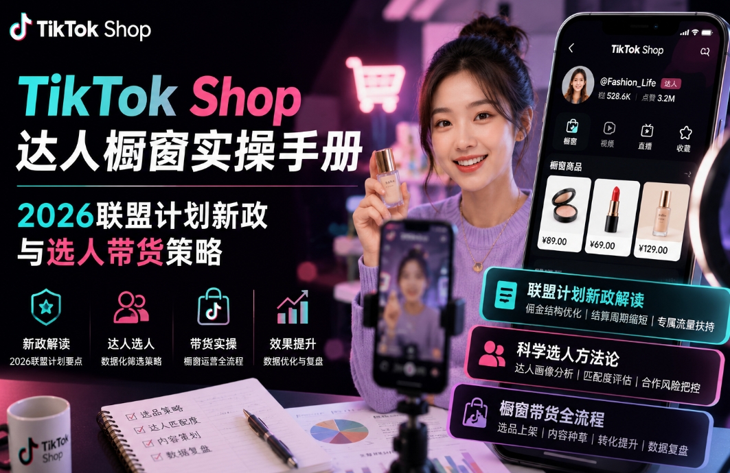 TikTok Shop达人橱窗实操手册：2026联盟计划新政与选人带货策略
