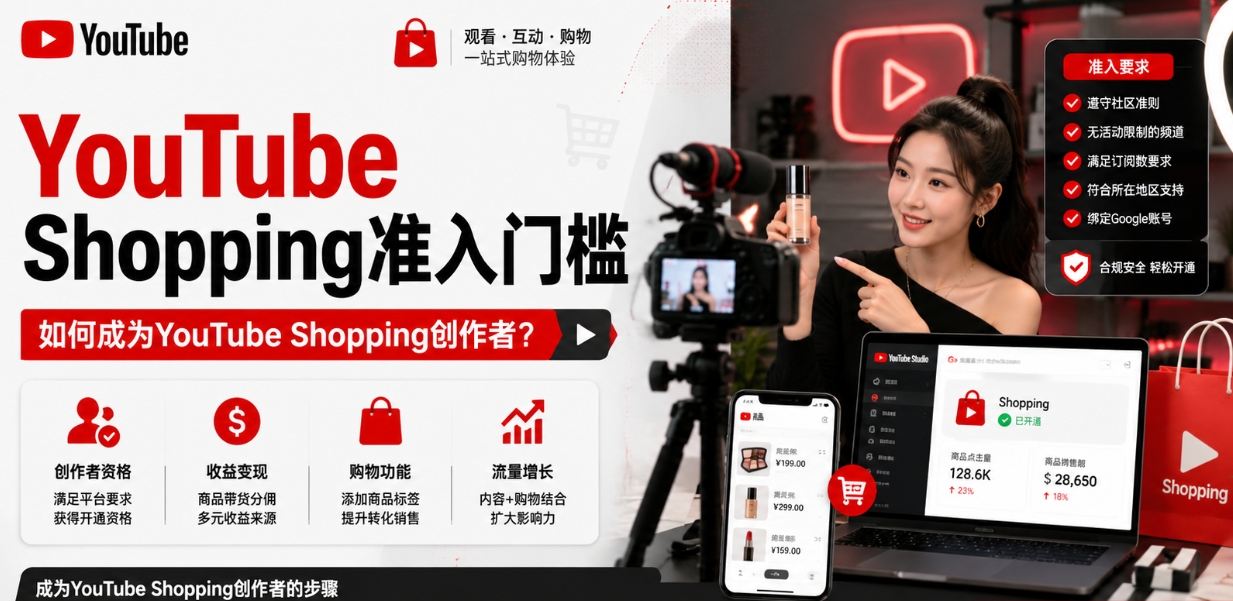 YouTube Shopping准入门槛：如何成为YouTube Shopping创作者？